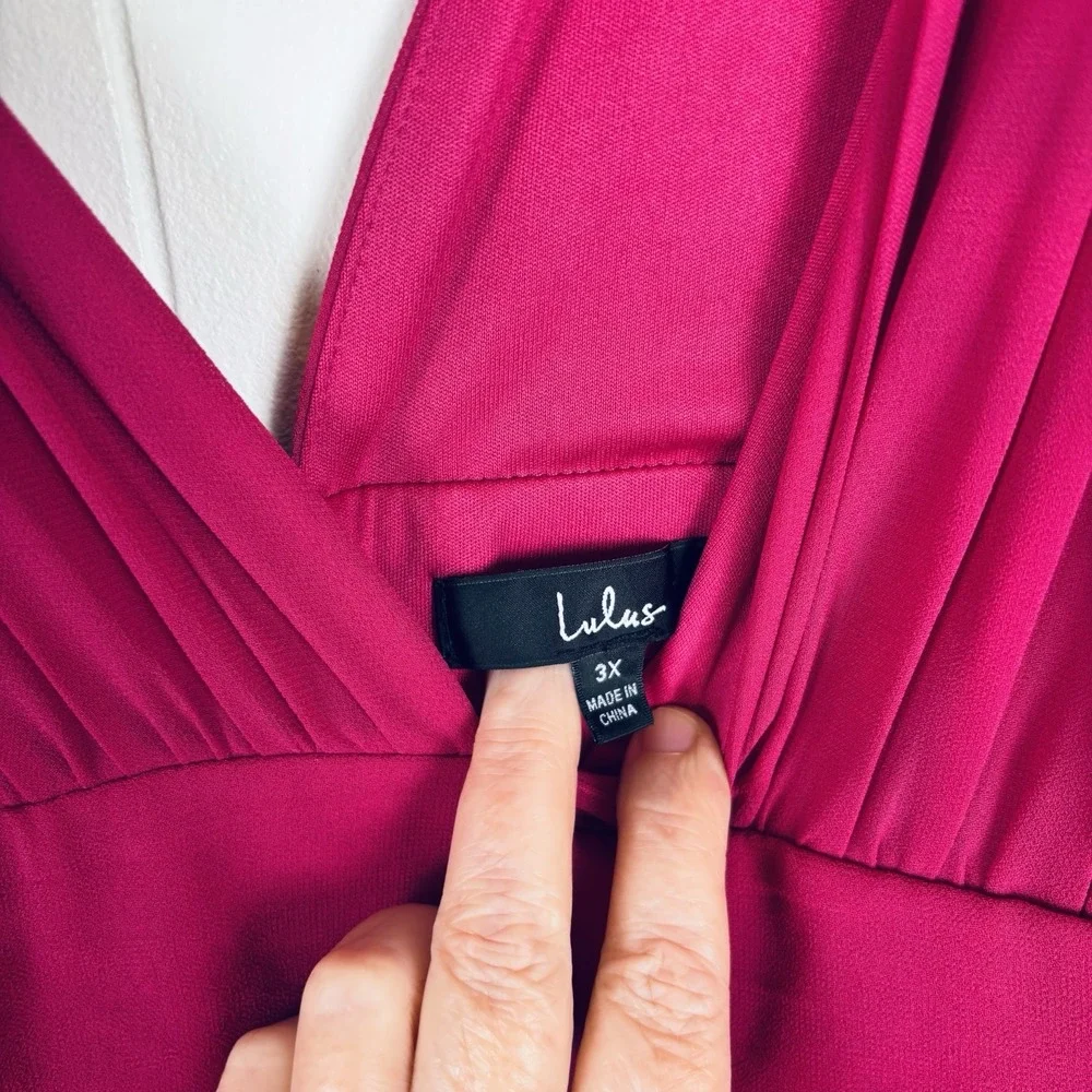 LULUS Size Plus 3X Heavenly‎ Dark Magenta Pink Maxi Dress Sleeveless Chiffon